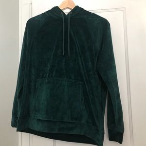 Green Velour Pullover Hoodie